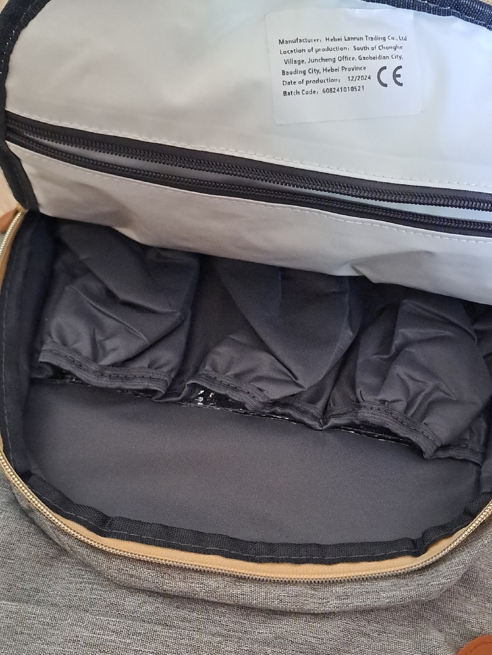 SUNSHINE Gray Baby Backpack with Tan Accents - Picture 6 of 13